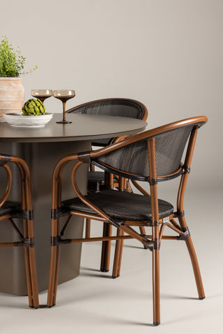 Venture Home Santa Fe Matbord ø120 - Roasty +Vila Real Caféstol 2-pack - Brun/Svart _4