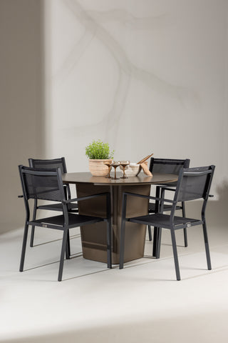 Venture Home Santa Fe Matbord ø120 - Roasty +Copacabana Stacking Chair - Svart/Svart - Ersätter 4131-408 _4
