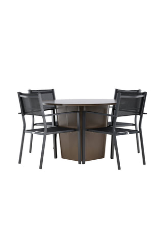 Venture Home Santa Fe Matbord ø120 - Roasty +Copacabana Stacking Chair - Svart/Svart - Ersätter 4131-408 _4