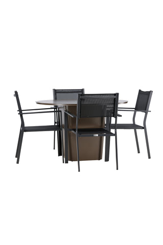 Venture Home Santa Fe Matbord ø120 - Roasty +Copacabana Stacking Chair - Svart/Svart - Ersätter 4131-408 _4