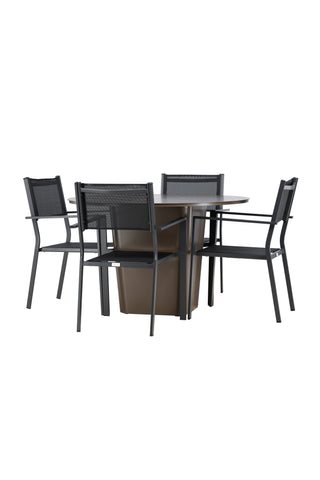 Venture Home Santa Fe Matbord ø120 - Roasty +Copacabana Stacking Chair - Svart/Svart - Ersätter 4131-408 _4