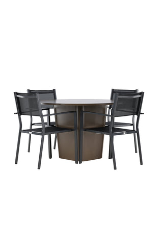 Venture Home Santa Fe Matbord ø120 - Roasty +Copacabana Stacking Chair - Svart/Svart - Ersätter 4131-408 _4