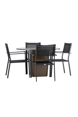 Venture Home Santa Fe Matbord ø120 - Roasty +Copacabana Stacking Chair - Svart/Svart - Ersätter 4131-408 _4