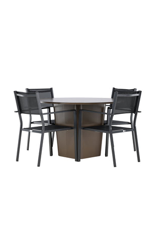 Venture Home Santa Fe Matbord ø120 - Roasty +Copacabana Stacking Chair - Svart/Svart - Ersätter 4131-408 _4