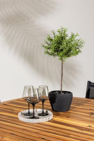 Venture Home Lumpur Matbord Acacia - Teaklook / Rund ø110**75 +Copacabana Stapelstol - Svart/Svart - Ersätter 4131-408 _4
