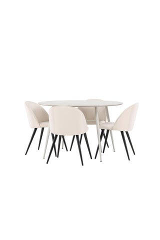 Venture Home Plaza matbord med sammetsmatsalsstol