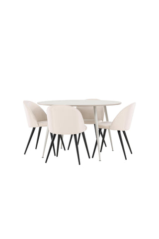 Venture Home Plaza matbord med sammetsmatsalsstol