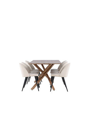 Venture Home Piazza matbord med sammetsmatsalsstol