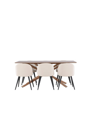 Venture Home Piazza matbord med sammetsmatsalsstol