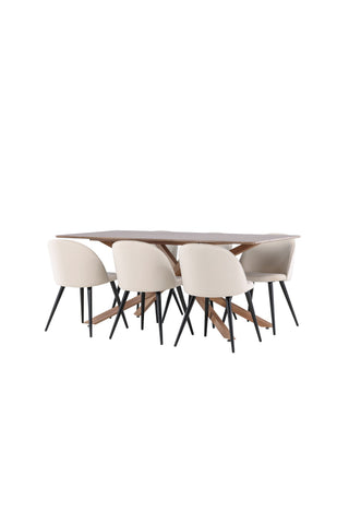 Venture Home Piazza matbord med sammetsmatsalsstol