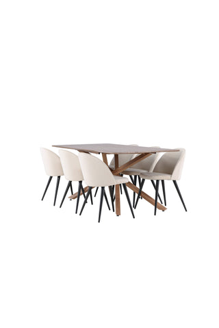 Venture Home Piazza matbord med sammetsmatsalsstol