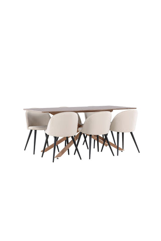 Venture Home Piazza matbord med sammetsmatsalsstol