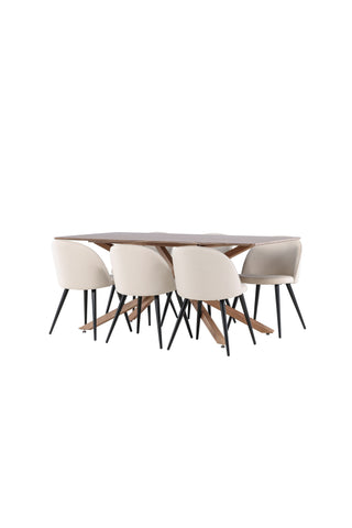 Venture Home Piazza matbord med sammetsmatsalsstol