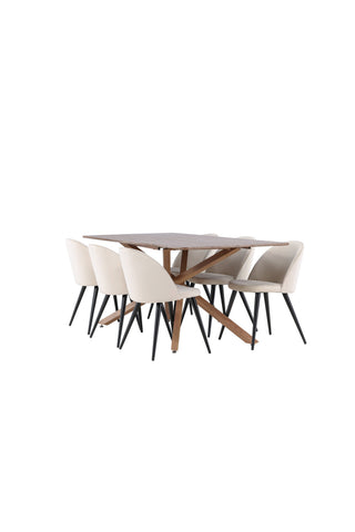 Venture Home Piazza matbord med sammetsmatsalsstol