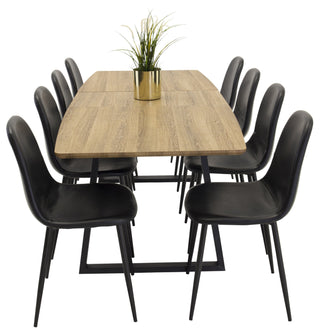 Venture Home Inca Matbord - Svart / Oljad Ek - 160/200*85*H75+Polar Matstol - Svart / Svart P