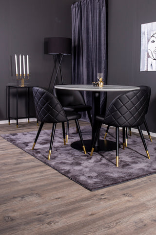 Venture Home Razzia Matbord 106cm - Grå Terazzo / Svart+matsalsstol i sammet i mässing m.