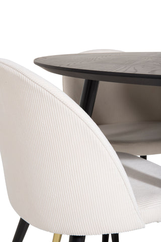Venture Home Dipp Matbord - 115cm - Svart faner / svarta ben m mässingsdipp + Velvet Dinin