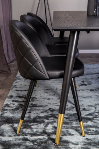 Venture Home Dipp Matbord - 180*90cm - Svart Faner / svarta ben m mässingsdipp +Velvet di