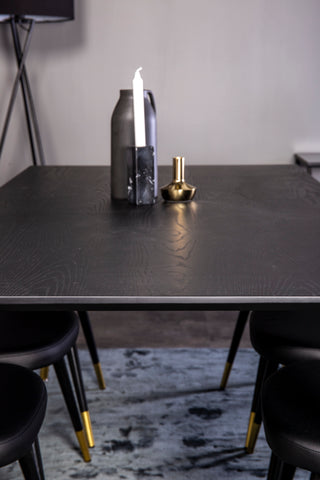 Venture Home Dipp Matbord - 180*90cm - Svart Faner / svarta ben m mässingsdipp +Velvet di