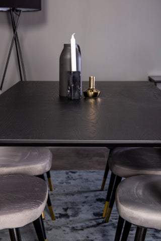 Venture Home Dipp Matbord - 180*90cm - Svart faner / svarta ben m mässingsdipp +Velvet Ma