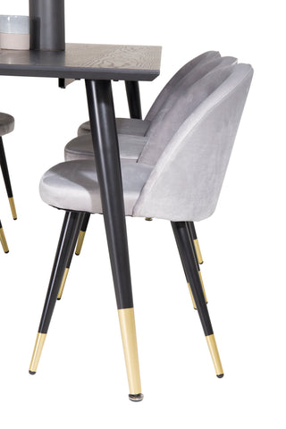 Venture Home Dipp Matbord - 180*90cm - Svart faner / svarta ben m mässingsdipp +Velvet Ma