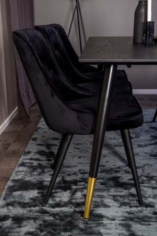 Venture Home Dipp Matbord - 180*90cm - Svart Faner / svarta ben m mässingsdipp +Velvet De