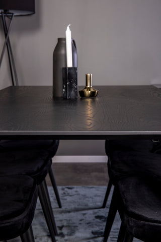 Venture Home Dipp Matbord - 180*90cm - Svart Faner / svarta ben m mässingsdipp +Velvet De