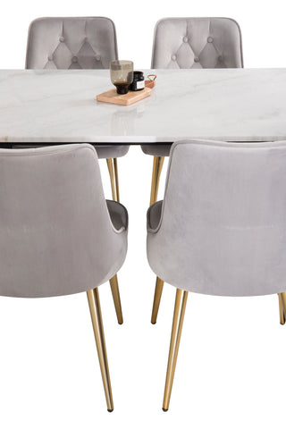 Venture Home Estelle Matbord 140*90 - Vit Marmor / Svarta BenVelvet Deluxe Dining Chai
