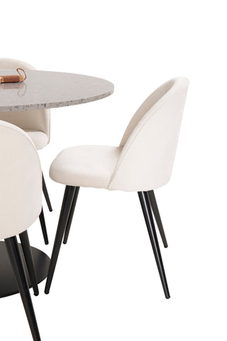 Venture Home Razzia Matbord 106cm - Grå Terazzo / BlackVelvet Matbordsstol - Svart L