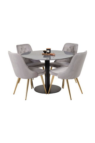 Venture Home Estelle runt Matbord - Svart / Svart marmor - ø106*H75Velvet Deluxe Dining Chair