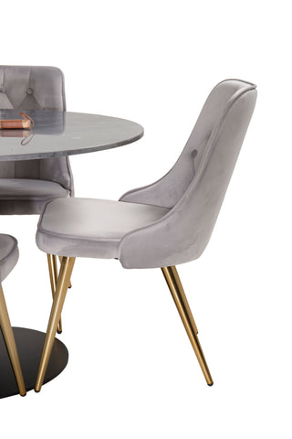 Venture Home Estelle runt Matbord - Svart / Svart marmor - ø106*H75Velvet Deluxe Dining Chair