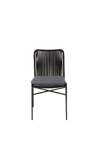 Julian Dining Chair 4-pack - Svart stål / svart rep (staplingsbar)