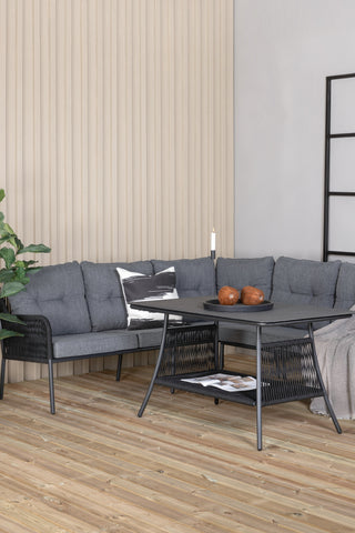Venture Home Berlin hörnset med rep Svart / Svart / Svart / Grå kudde