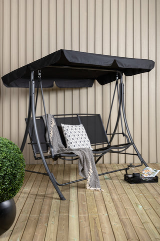 Madras 3-sits gunga - svart ram/svart textilen