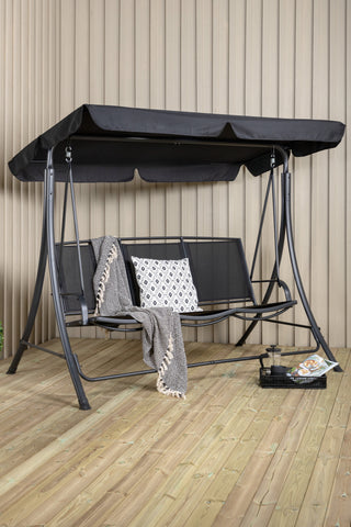 Madras 3-sits gunga - svart ram/svart textilen