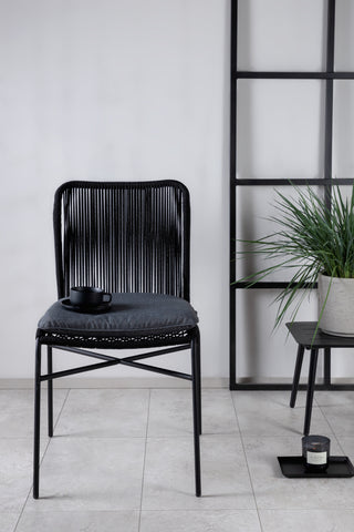 Julian Dining Chair 4-pack - Svart stål / svart rep (staplingsbar)