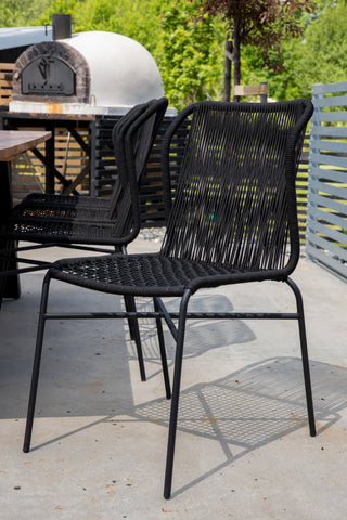 Julian Dining Chair 4-pack - Svart stål / svart rep (staplingsbar)