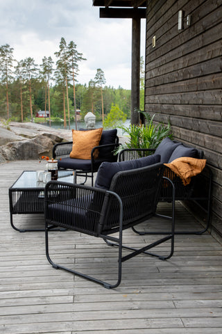 Venture Home Utah Lounge set - Svart - Svart rep (tvåsitsig + 2 ensits + bord)