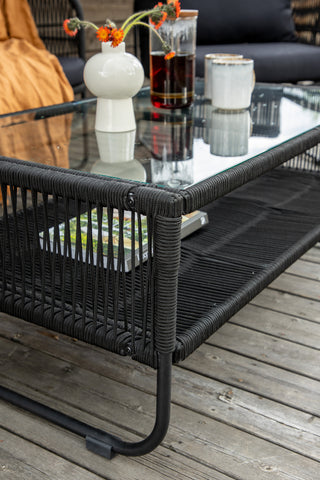 Venture Home Utah Lounge set - Svart - Svart rep (tvåsitsig + 2 ensits + bord)