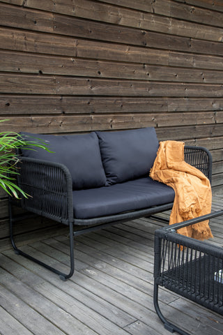 Venture Home Utah Lounge set - Svart - Svart rep (tvåsitsig + 2 ensits + bord)