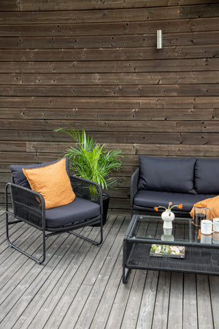 Venture Home Utah Lounge set - Svart - Svart rep (tvåsitsig + 2 ensits + bord)