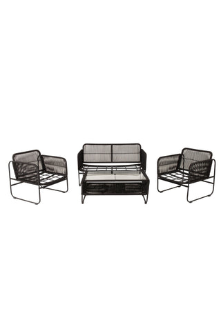 Venture Home Utah Lounge set - Svart - Svart rep (tvåsitsig + 2 ensits + bord)
