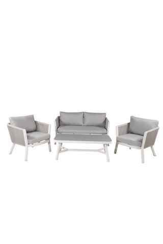 Venture Home Virya Lounge set (3+2+1) Vit alu / Grå rep / grå kudde