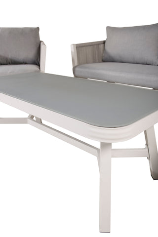 Venture Home Virya Lounge set (3+2+1) Vit alu / Grå rep / grå kudde