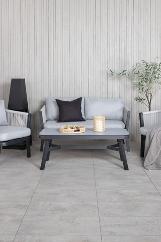 Venture Home Virya Lounge set (3+2+1) SVART alu / Grå rep / grå kudde