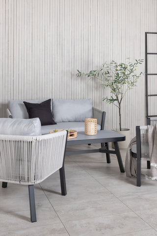 Venture Home Virya Lounge set (3+2+1) SVART alu / Grå rep / grå kudde