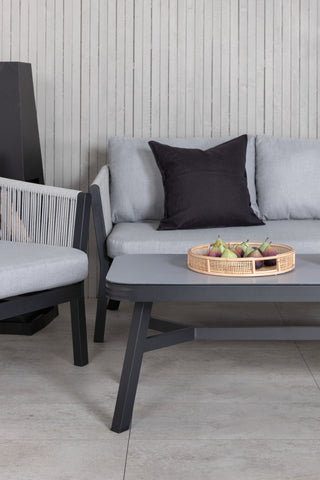 Venture Home Virya Lounge set (3+2+1) SVART alu / Grå rep / grå kudde