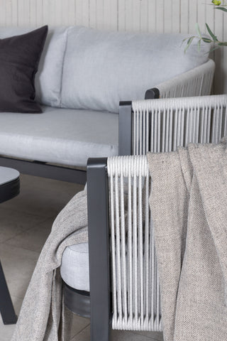 Venture Home Virya Lounge set (3+2+1) SVART alu / Grå rep / grå kudde