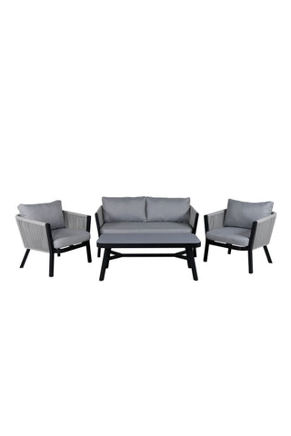 Venture Home Virya Lounge set (3+2+1) SVART alu / Grå rep / grå kudde