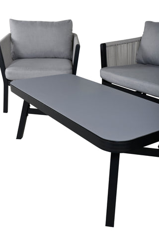 Venture Home Virya Lounge set (3+2+1) SVART alu / Grå rep / grå kudde